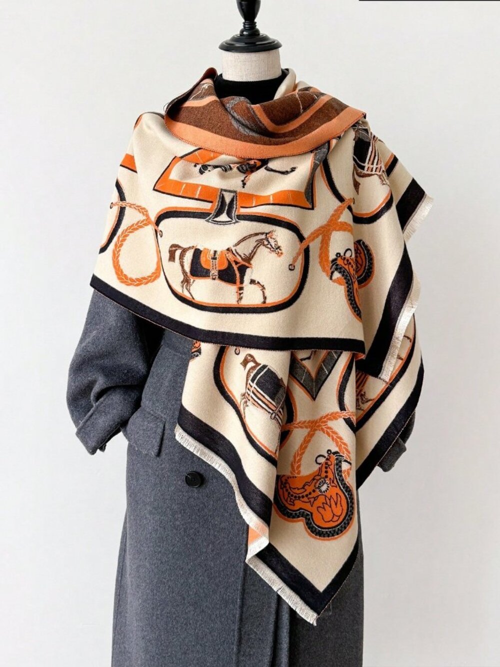 Multicolor Casual Women's Jacquard Faux Cashmere Warm Scarf